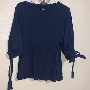 Navy blouse 3/4 sleeve with ties at end size M